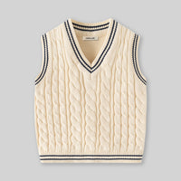 Boys Off White Self-Design Sweater Vest Sweaters & Cardigans