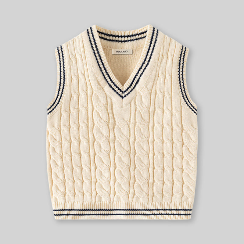 Boys Off White Self-Design Sweater Vest Sweaters & Cardigans