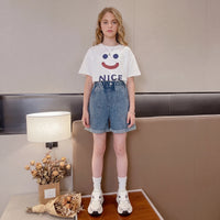 Girls Blue Loose Fit Denim Shorts Shorts Blue 7-8 Y