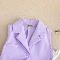 Girls Purple Sleeveless Jacket With Camisole Top And Skirts Set 3 pc. Sets