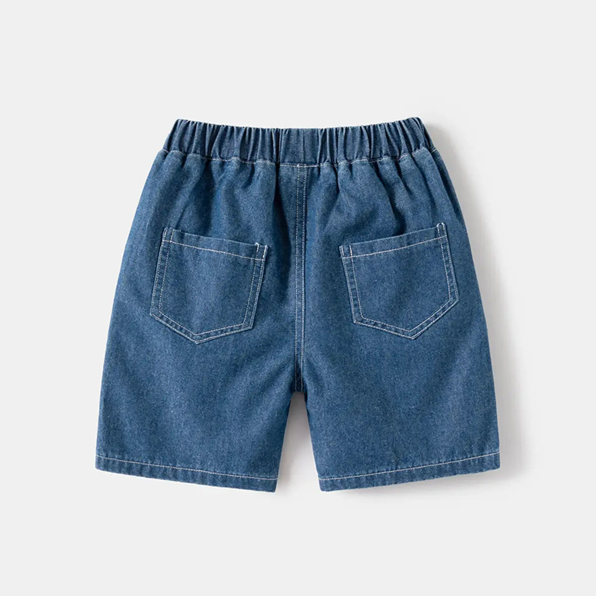 Boys Blue Solid Denim Shorts With Elasticated Waistband Shorts