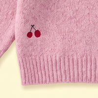 Girls Pink Jacquard Raglan Sleeve Polo Sweater Sweaters & Cardigans