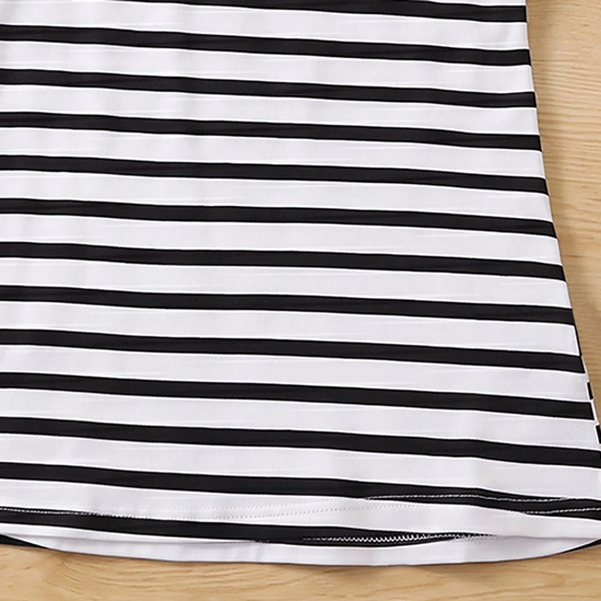 Girls Black Striped Sleeveless Midi Dress Casual Dresses
