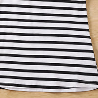 Girls Black Striped Sleeveless Midi Dress Casual Dresses