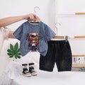 Boys Blue Bear Graphic Short Sleeve T-Shirt With Denim Shorts Sets 2 pc. Sets Blue 1-2 Y