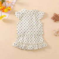 Girls Off White Short Sleeve Polka Dot Print Top With Skirt Sets 2 pc. Sets