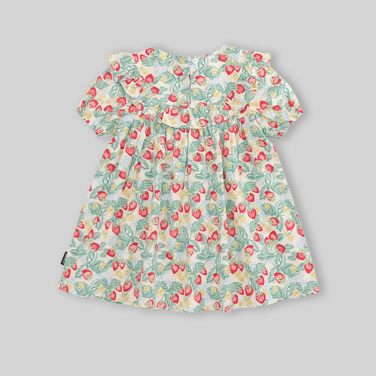 Girls Light Green Strawberry Embroidery A-line Dress Casual Dresses