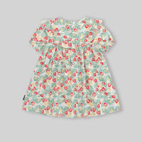 Girls Light Green Strawberry Embroidery A-line Dress Casual Dresses