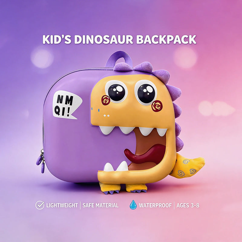 Kids Purple 3D Dinosaur Hard-Shell Backpack Trending Accessories