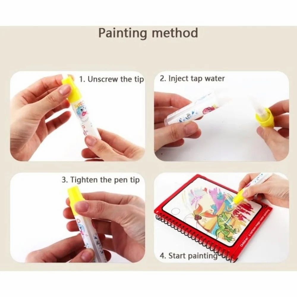 Magic Water Coloring Book for Kids Reusable Drawing Activity Book with Refill Pen Trending Accessories