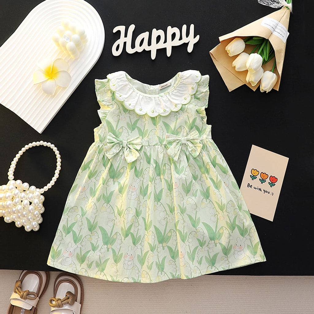 Girls Printed Fit & Flare Casual Dress