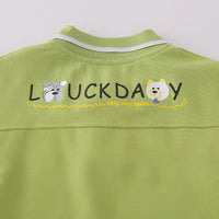 Boys Green Animal Graphic Short Sleeve Polo T-Shirt With Elasticated Shorts Sets 2 pc. Sets