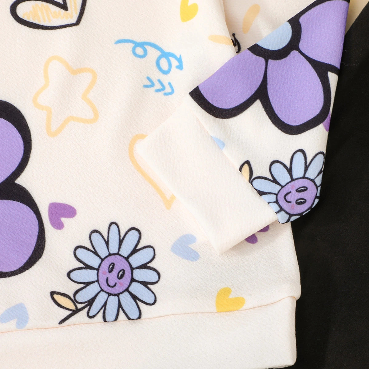 Girls Off White Floral Printed Sweatshirt With Pant sets Sets