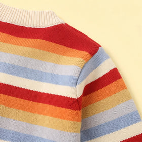 Girls Multicolour Striped Long Sleeve Cardigan Sweaters & Cardigans