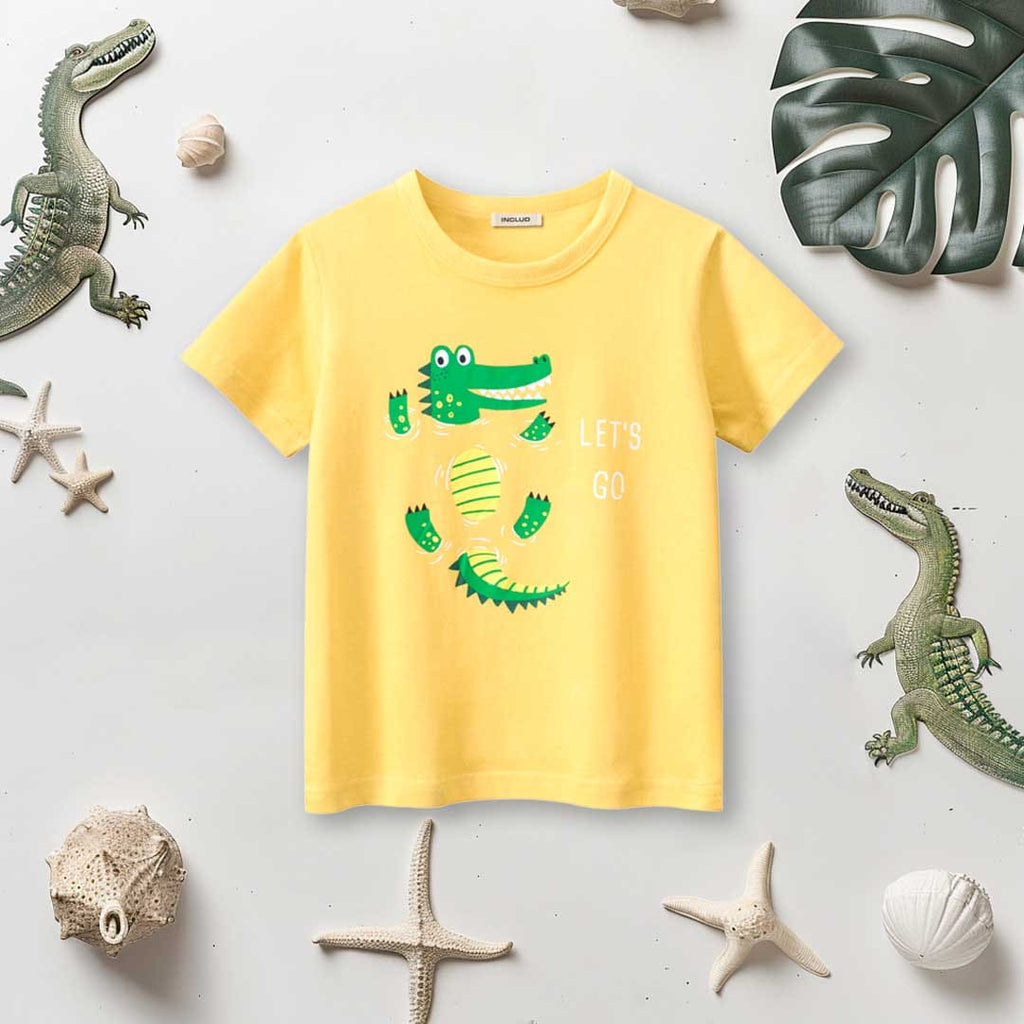 Boys Crocodile Print Short Sleeves T-Shirt