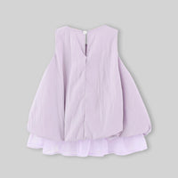 Girls Purple Bow Applique Balloon Dress Casual Dresses
