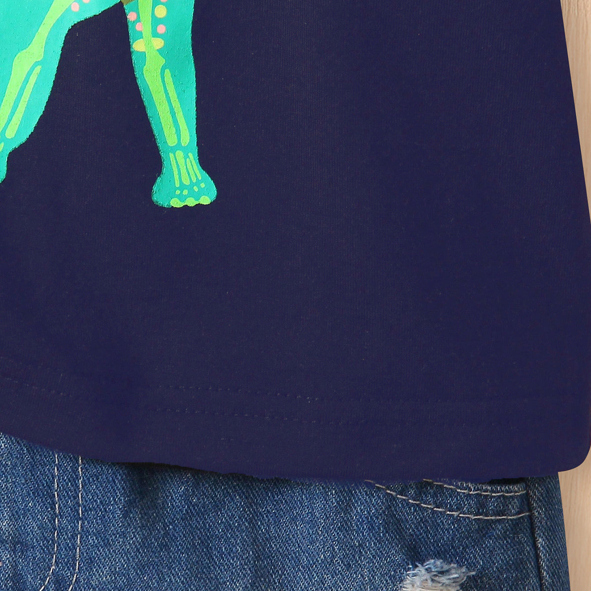 Boys Navy Blue Dinosaur Graphic Short Sleeves Round Neck T-Shirt Tshirts