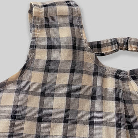 Girls Yellow Checked Sleeveless A-line Top With Cropped Pant Sets Sets
