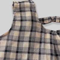Girls Yellow Checked Sleeveless A-line Top With Cropped Pant Sets Sets