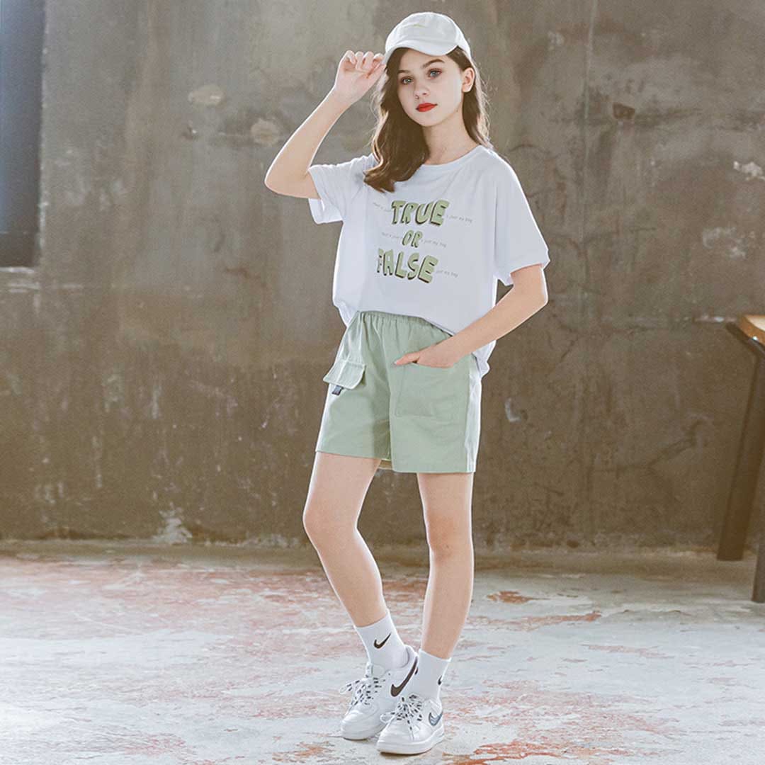 Girls Short Sleeve Printed T-Shirt With Shorts Set 2 pc. Sets   