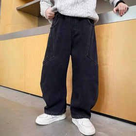 Boys Black Solid Relaxed Fit Denim Jeans Pants Black 5-6 Y
