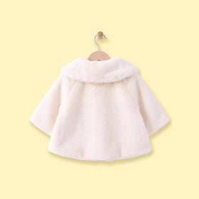 Girls White Applique Faux Fur Jacket Coats & Jackets