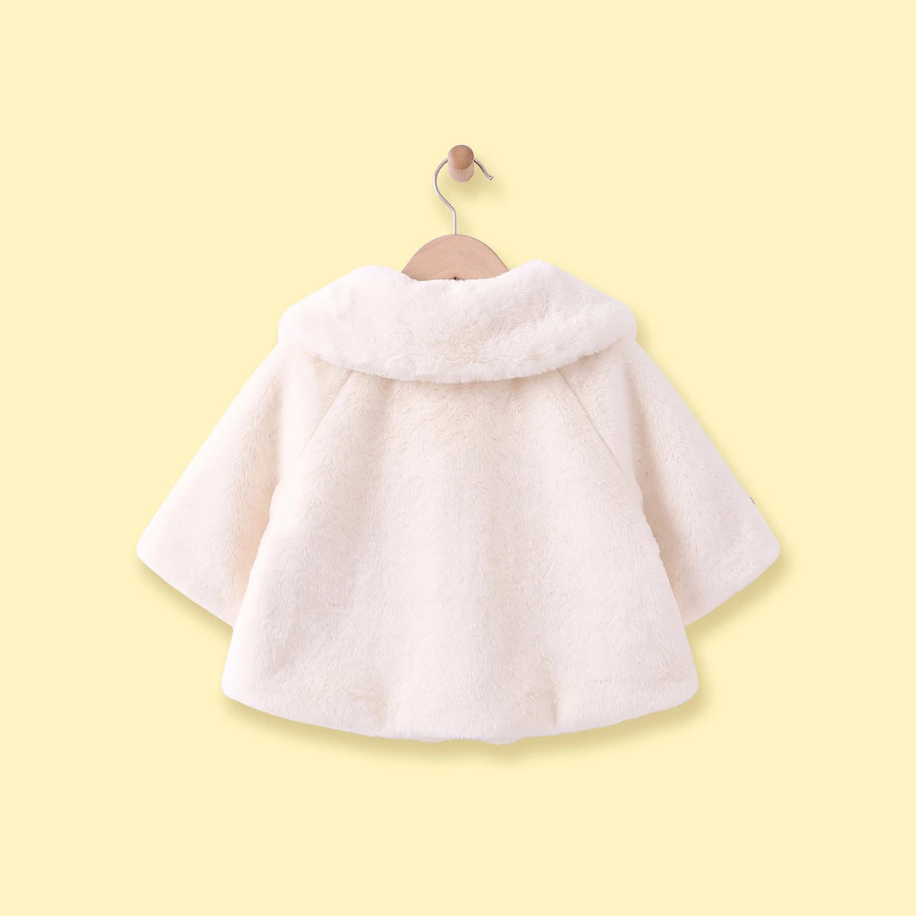 Girls White Applique Faux Fur Jacket Coats & Jackets