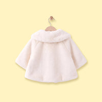 Girls White Applique Faux Fur Jacket Coats & Jackets