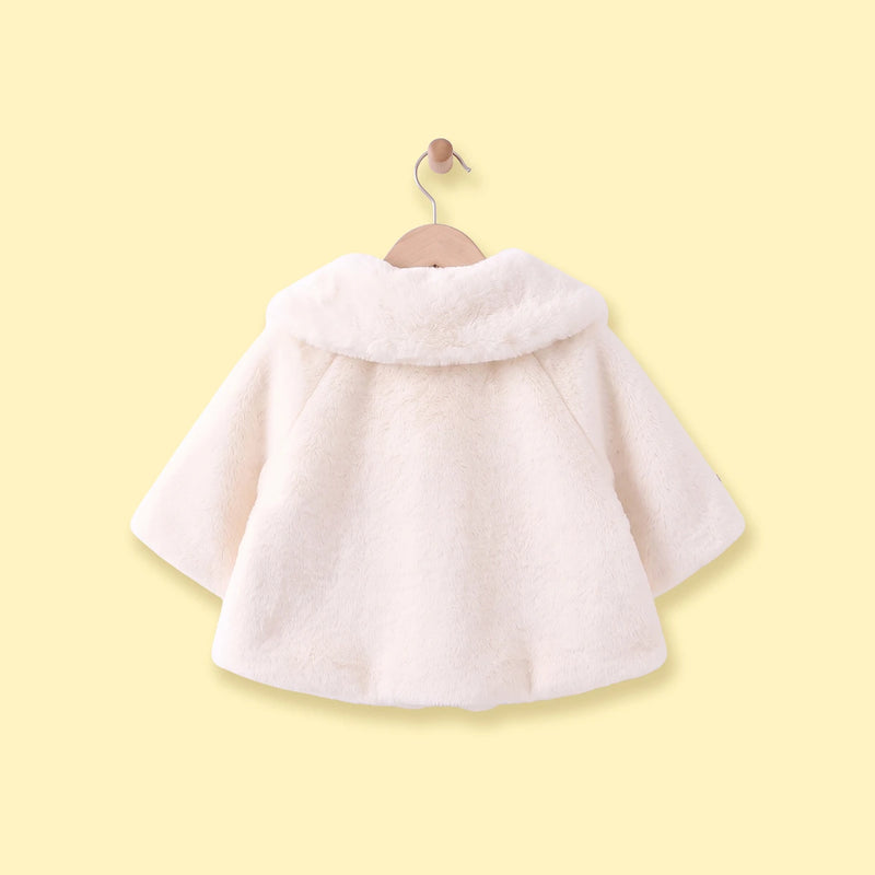 Girls White Applique Faux Fur Jacket Coats & Jackets