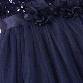 Girls Navy Blue Sequin Embellished Sleeveless Party Gown Party Dresses