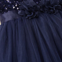 Girls Navy Blue Sequin Embellished Sleeveless Party Gown Party Dresses