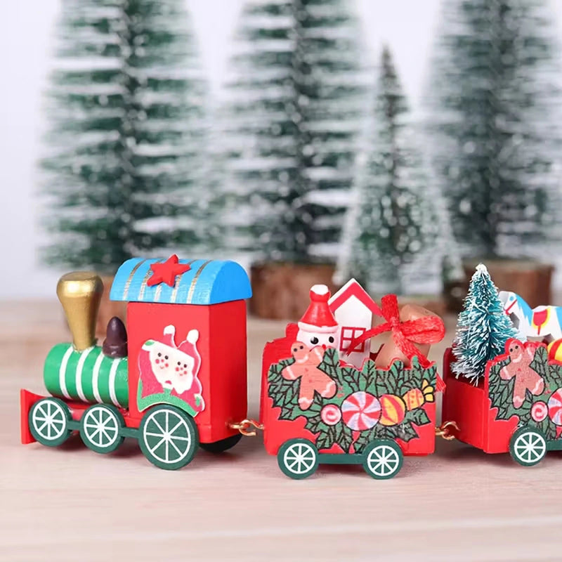 Kids Multicolor Wooden Christmas Mini Train Set Trending Accessories