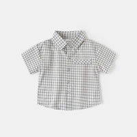 Boys Grey Checked Short Sleeves Shirt & Shorts Co-ord Sets Sets