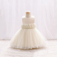 Girls Sleeveless Flared Party Dress Party Dresses Beige 4-5 Y 