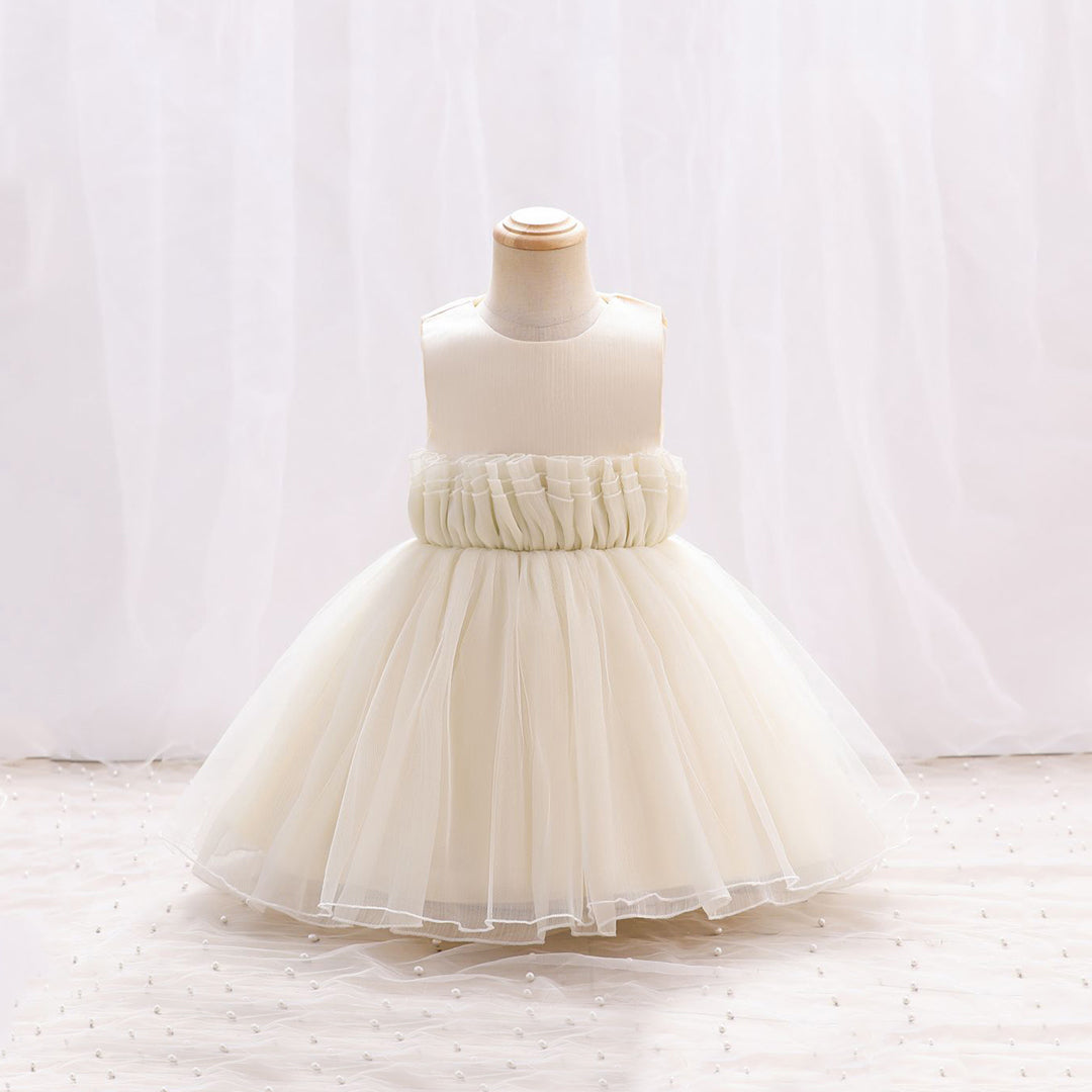 Girls Sleeveless Flared Party Dress Party Dresses Beige 4-5 Y 
