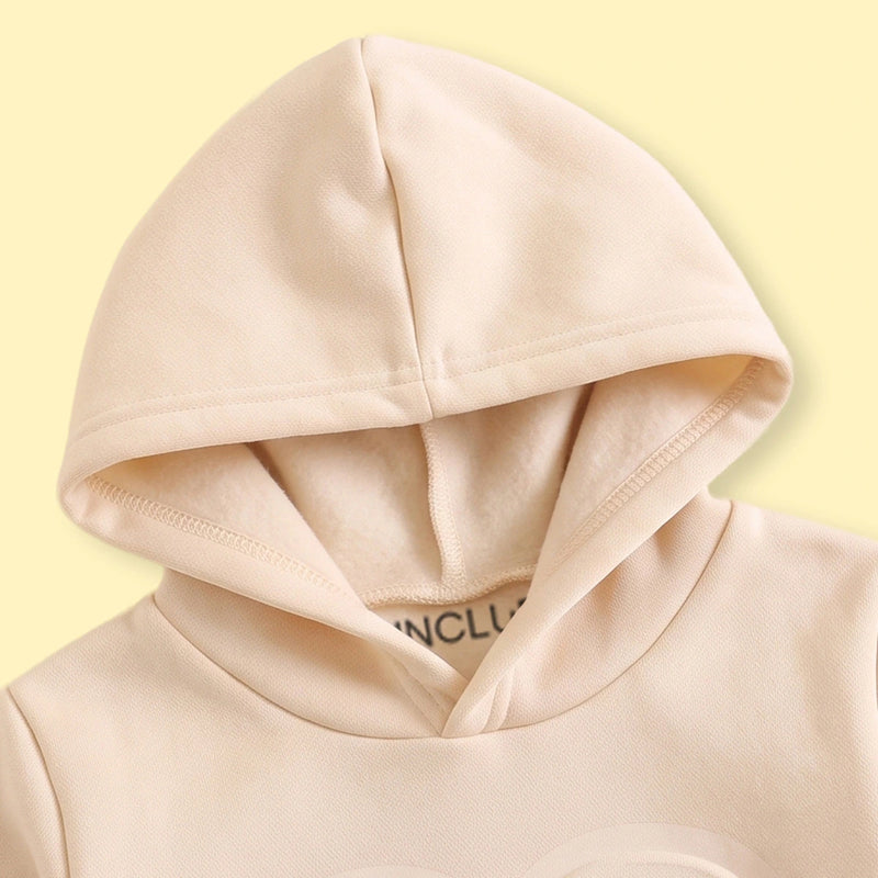 Boys Beige Embossed 23 Hooded Sweatshirt With Jogger Sets 2 pc. Sets