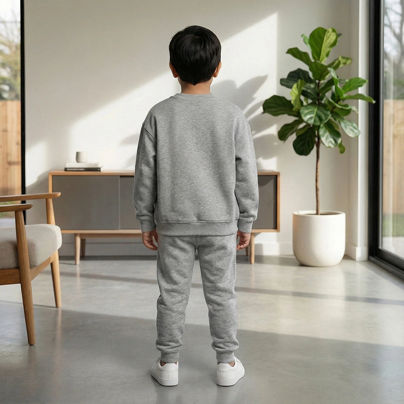 Boys Grey K-Pop Nova Beat Graphics Sweatshirt With Jogger Co-ord Sets Sets