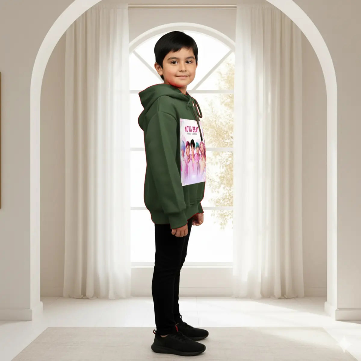 Boys Green K-Pop Nova -Beat Graphics Hoodie Sweatshirts & Hoodies