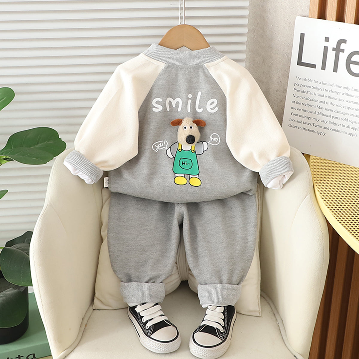 Boys Grey Graphics Printed Winter Sweatshirt With T-Shirt and Pant Set 3 pc. Sets