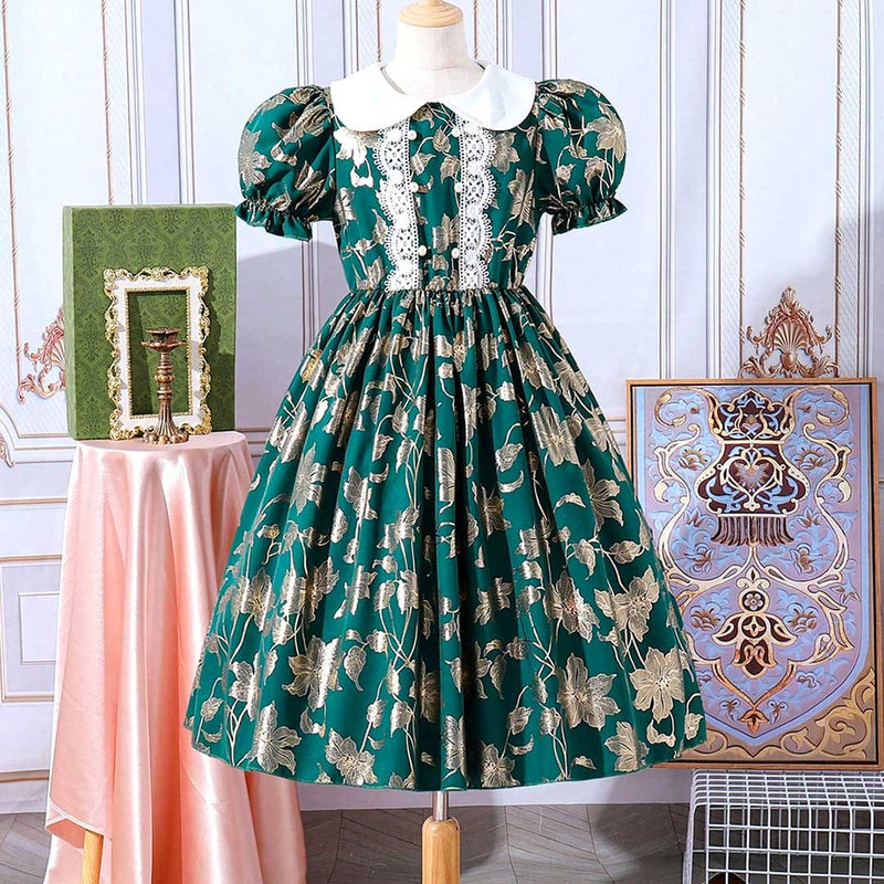Girls Peter Pan Collar Flower Print Fit & Flare Dress INCLUD Girls Peter Pan Collar Flower Print Fit & Flare Dress INCLUD