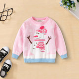 Girls Light Pink Self-Design Christmas Sweater