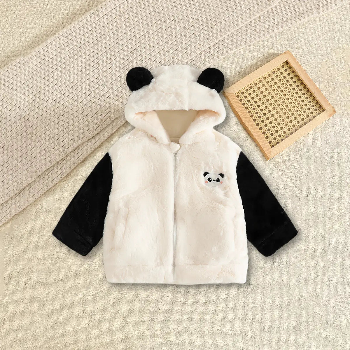 Girls White Polar Fleece Hooded Zipper Jacket Coats & Jackets White 1-2 Y