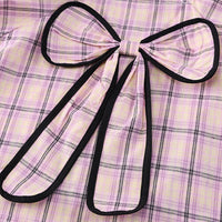 Girls Pink Checked Big Bow Applique Top With Pleated Shorts Set Sets