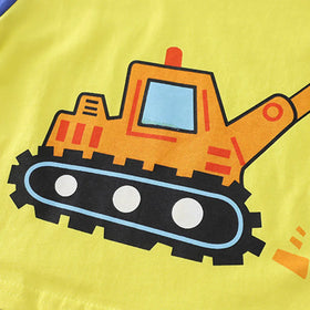 Boys Yellow Excavator Graphic Short Sleeve T-Shirt with Denim Shorts Sets 2 pc. Sets