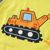 Boys Yellow Excavator Graphic Short Sleeve T-Shirt with Denim Shorts Sets 2 pc. Sets