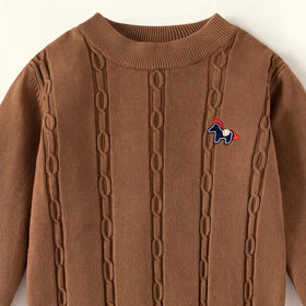 Boys Brown Long Sleeve Cable Knit Sweater Sweaters & Cardigans