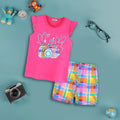 Girls Camera Graphic Top With Checked Shorts 2 pc. Sets Pink 1-2 Y 