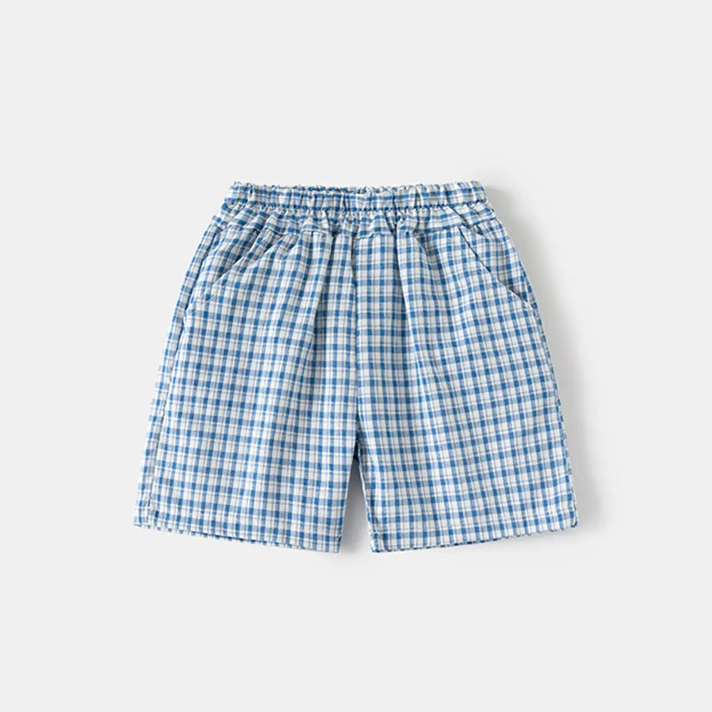 Boys Blue Checked Short Sleeves Shirt & Shorts Co-ord Sets Sets