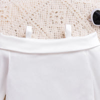 Girls White Off-Shoulder Long Sleeve Top With Shorts Sets 2 pc. Sets
