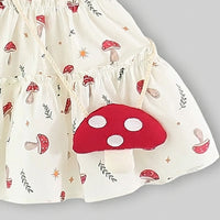 Girls Off White Mushroom Print Fit & Flare Casual Dress Casual Dresses